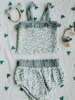 Angel Dear Smocked Ruffle Top and Bloomer